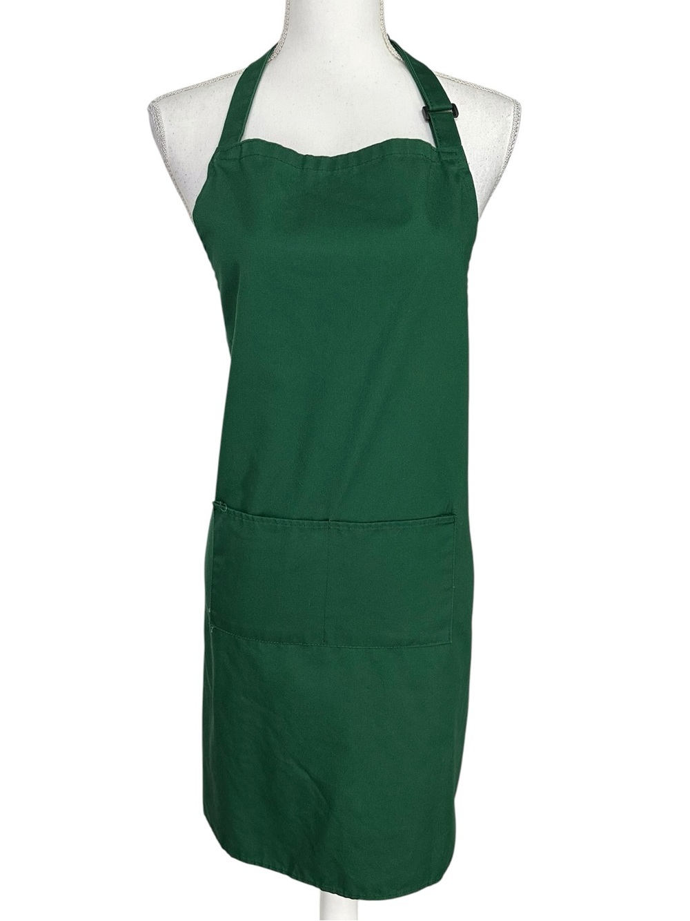 Green Barista Style Apron / Adjustable neck and string tie on back / Like New